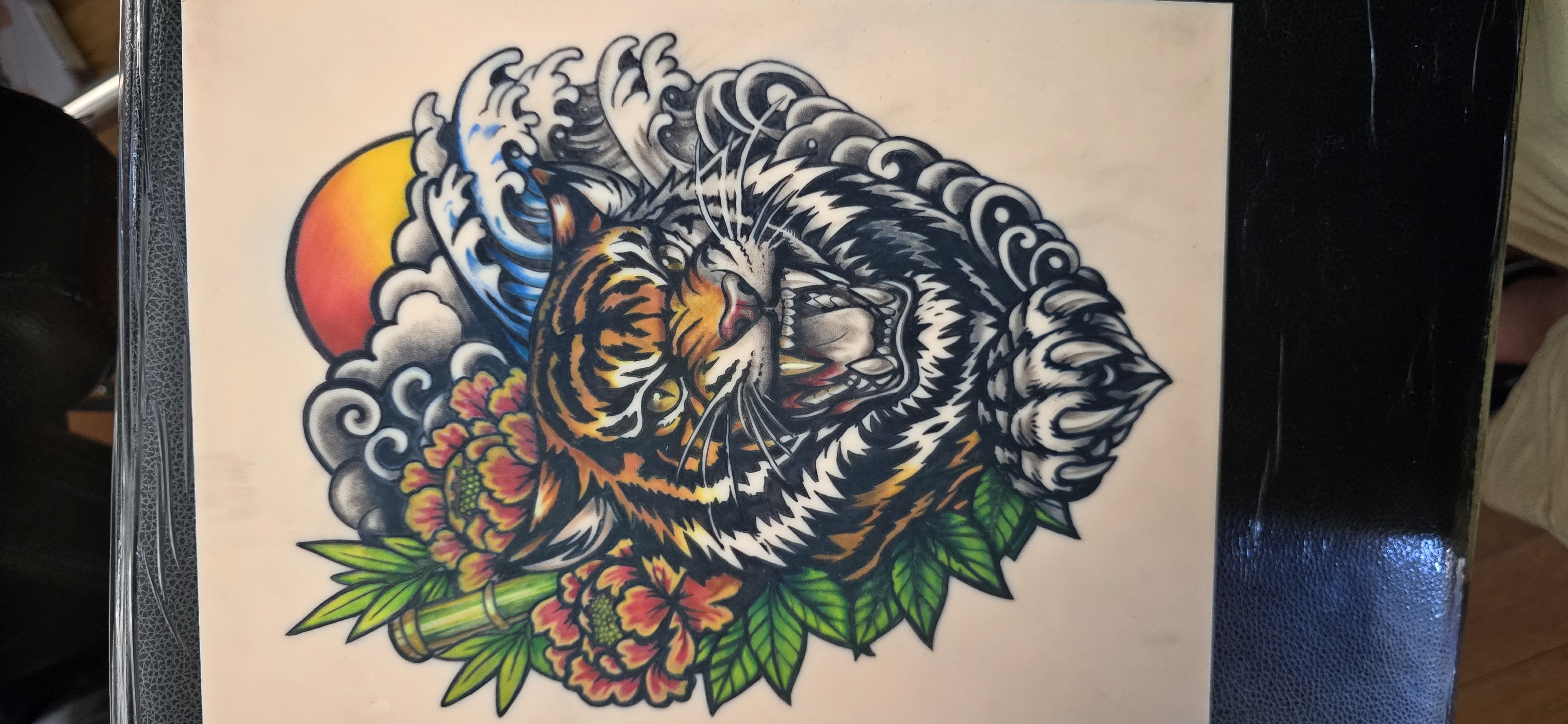 Tattooed fake skin practice piece